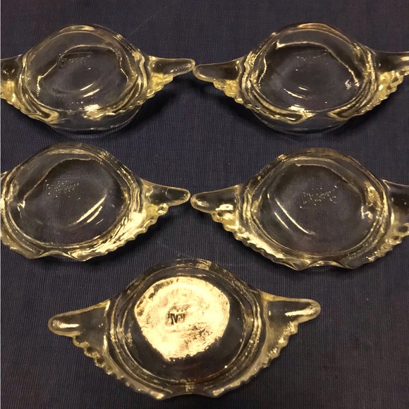 GLASBAKE CRAB DISH, J-116 CLEAR GLASS, SET OF 5 made in USA. - Picture 7 of 8
